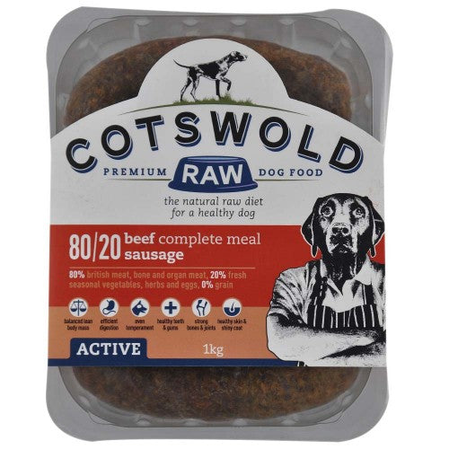 Cotswolds Raw Beef Sausages 80/20 Active 1kg