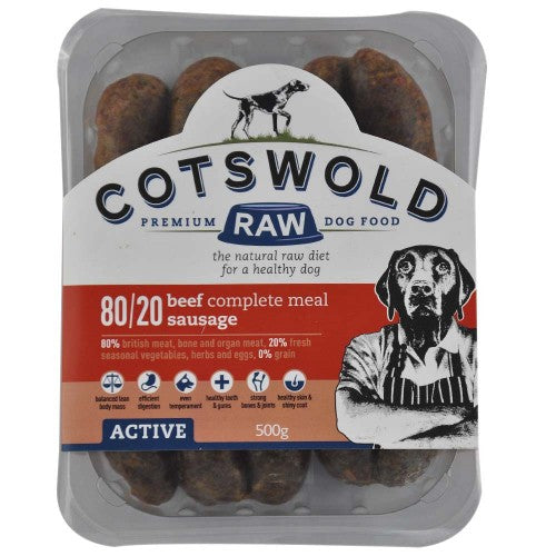 Cotswolds Raw Beef Sausages 80/20 Active 500g