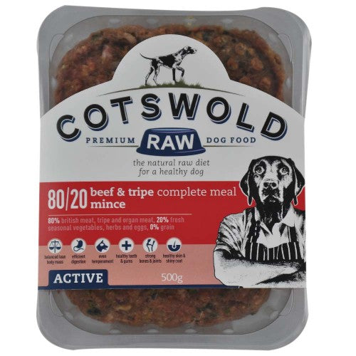 Cotswold Raw Beef & Tripe Mince 80/20 Active 500g