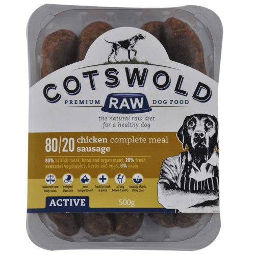 Cotswolds Raw Chicken Sausages 80/20 Active 500g