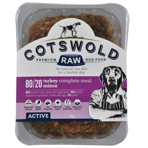 Cotswolds Raw Turkey Mince 80/20 Active 1kg