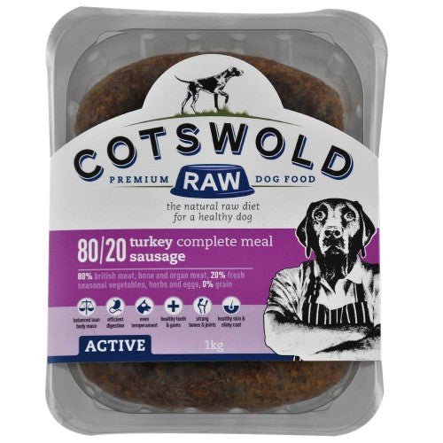 Cotswolds Raw Turkey Sausages 80/20 Active 1kg