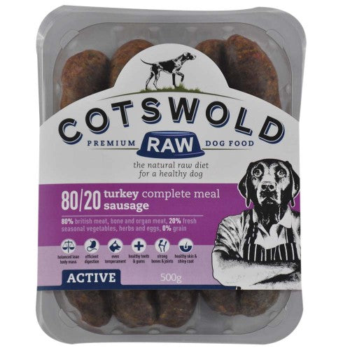 Cotswolds Raw Turkey Sausages 80/20 Active 500g