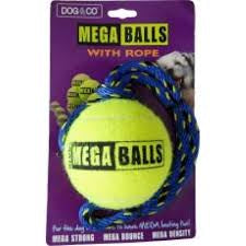 Dog and Co Mega Ball 4" with rope throwing handle