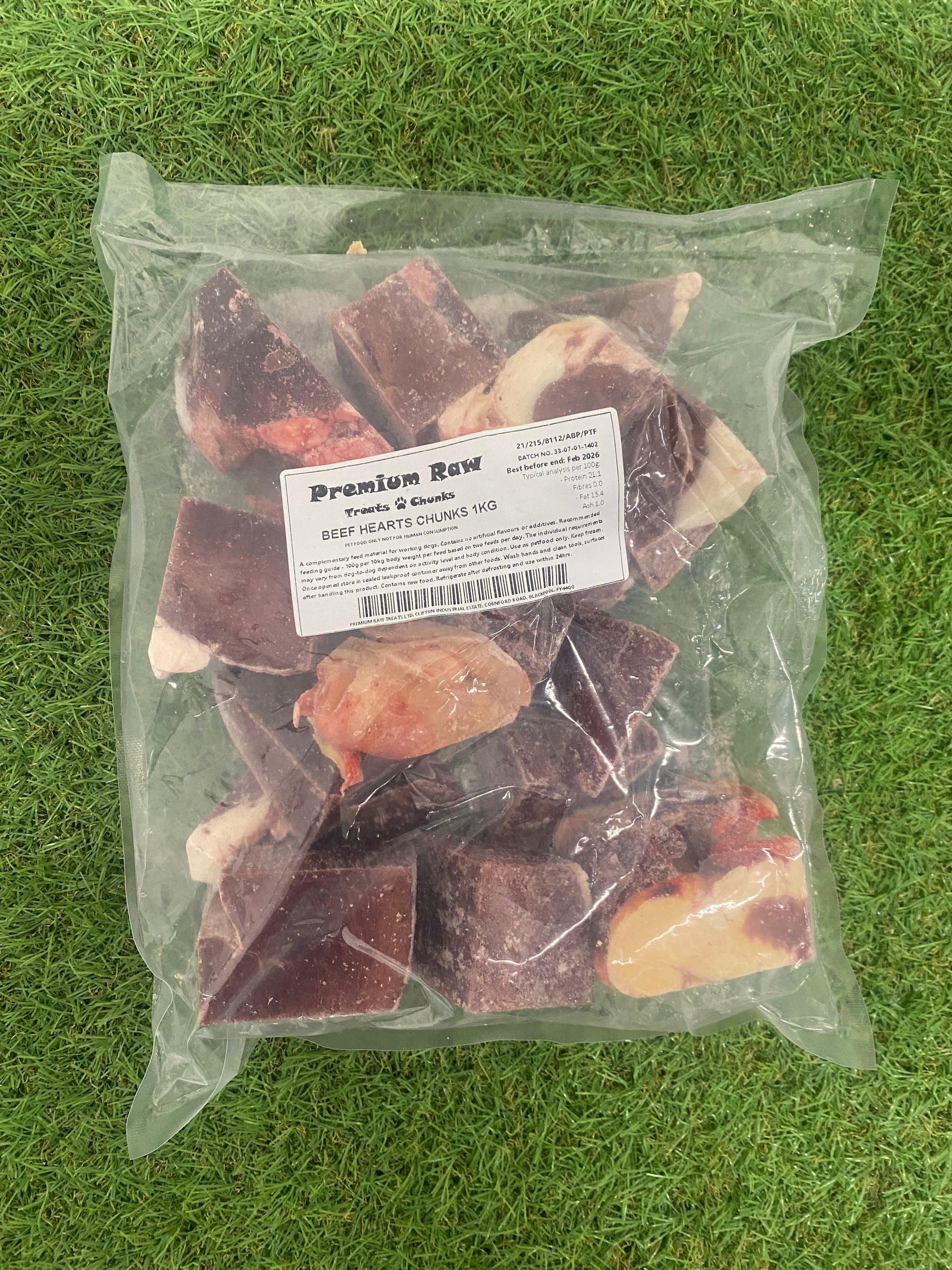 Premium Raw Beef Heart Chunks 1KG