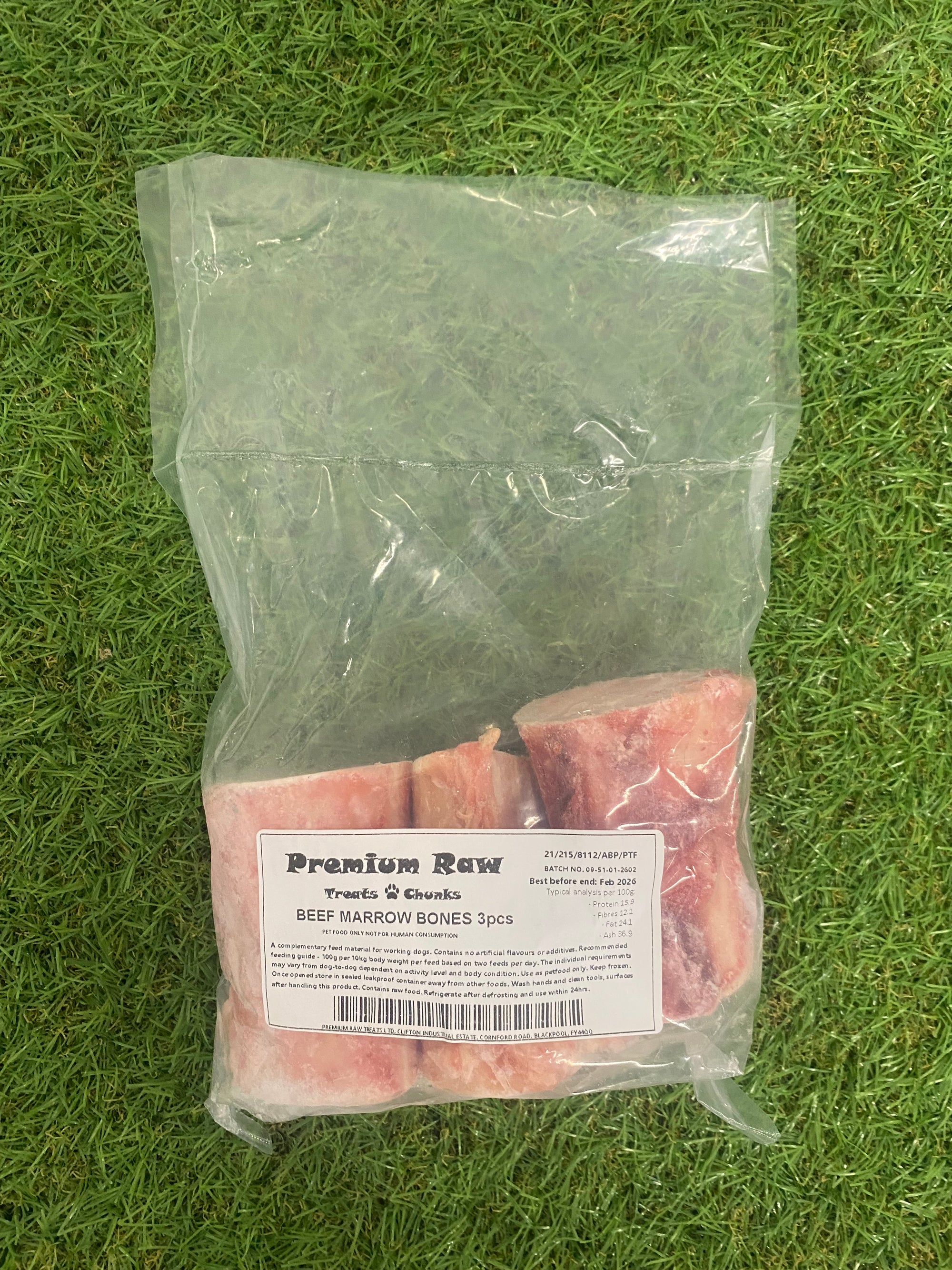Premium Raw Beef Marrow Bones 3pc
